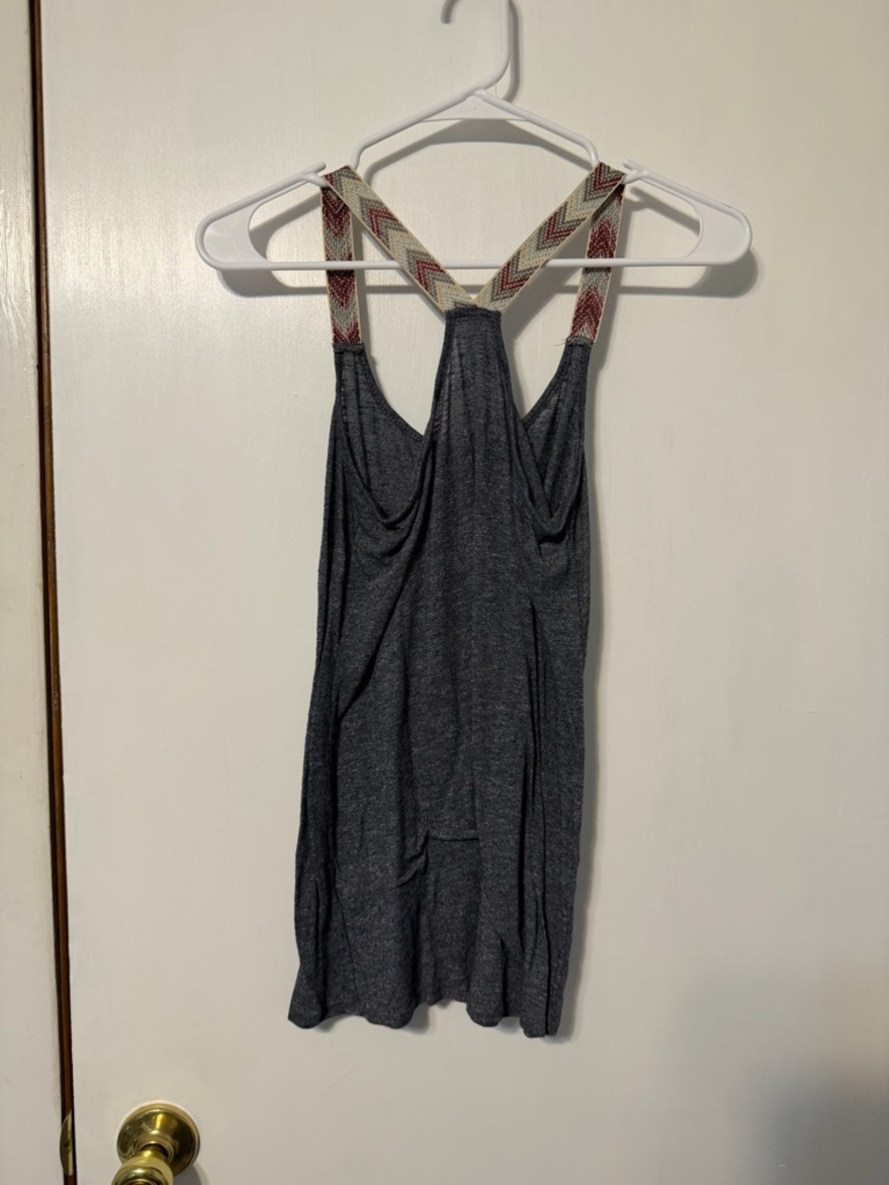 Vanity Gray Racerback Tank with Patterned Straps - Picture 4 of 4